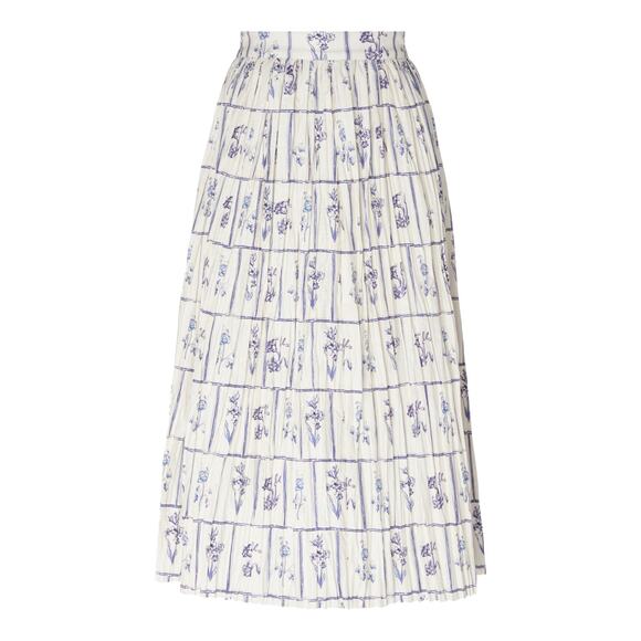 KHAITE Sylvia Pleated Floral Cotton Skirt - Us 8 Multi - Picture 1 of 4